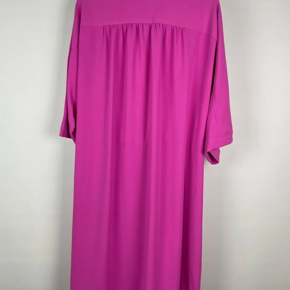 Trina Turk Vibrant Pink‎ Casual Preppy Button Up Collared Shirt Dress